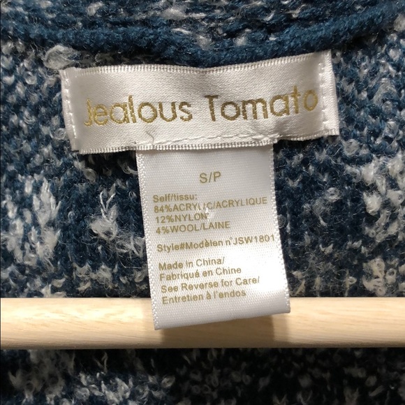 Small Petite Flying/Jealous Tomato Green/White Cardigan Sweater - Picture 7 of 7